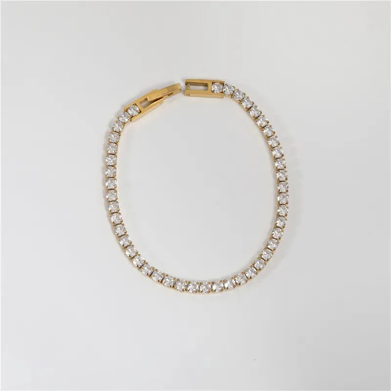 18K Gold-Filled Cubic Zirconia Tennis Necklace And Bracelet Set