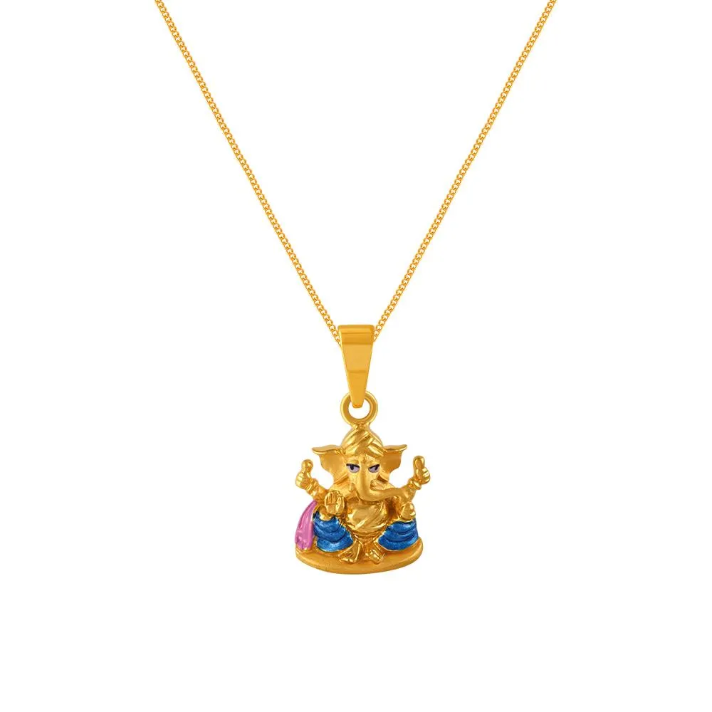 22k Gold Pendant With An Elaborately Detailed Lord Ganesha Motif