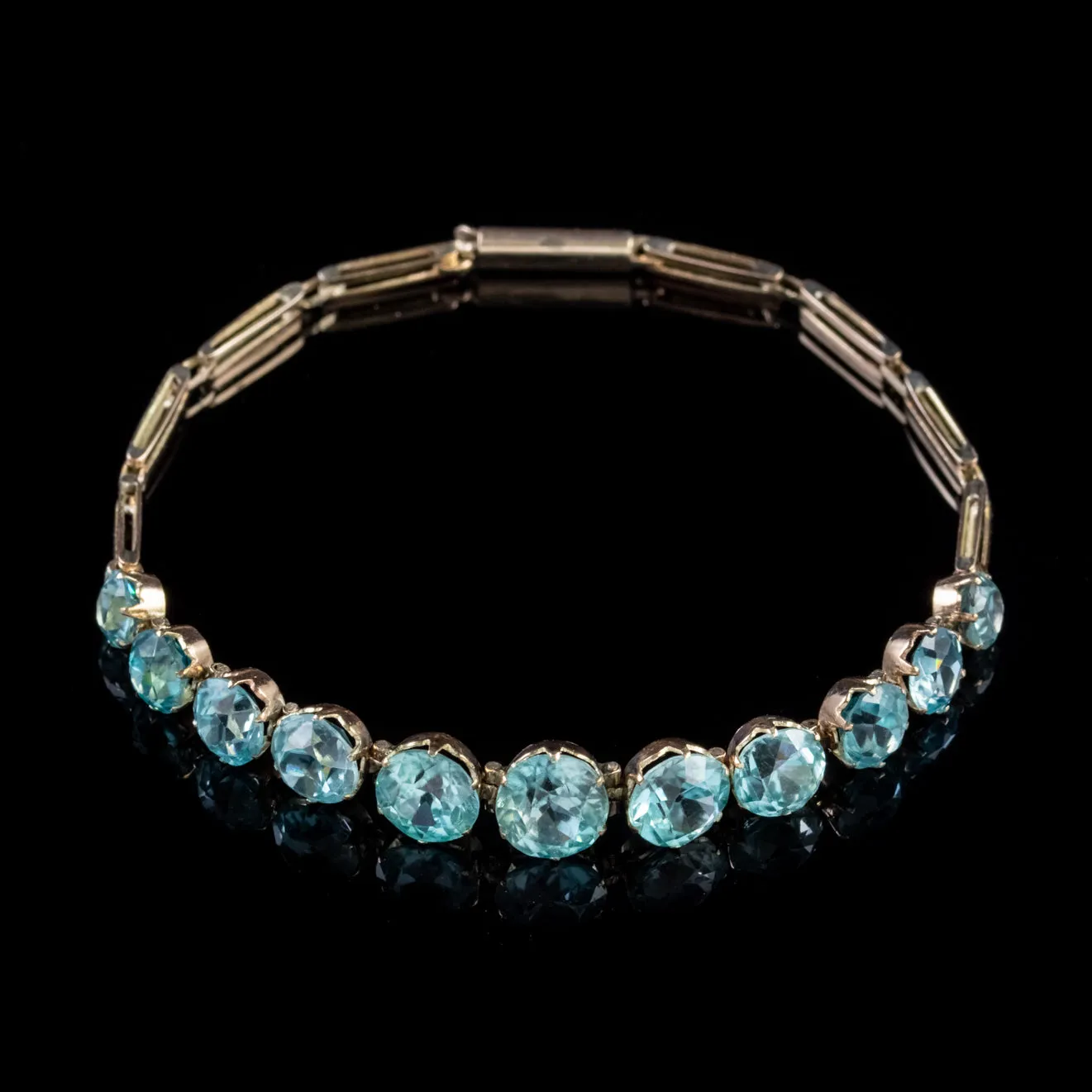 Antique Victorian Blue Zircon Bracelet 9Ct Rose Gold Circa 1900