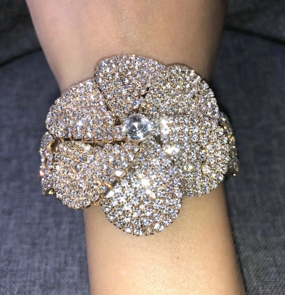 Flower or Bow Shape Rhinestone Rose Wrist Corsages- Bracelets