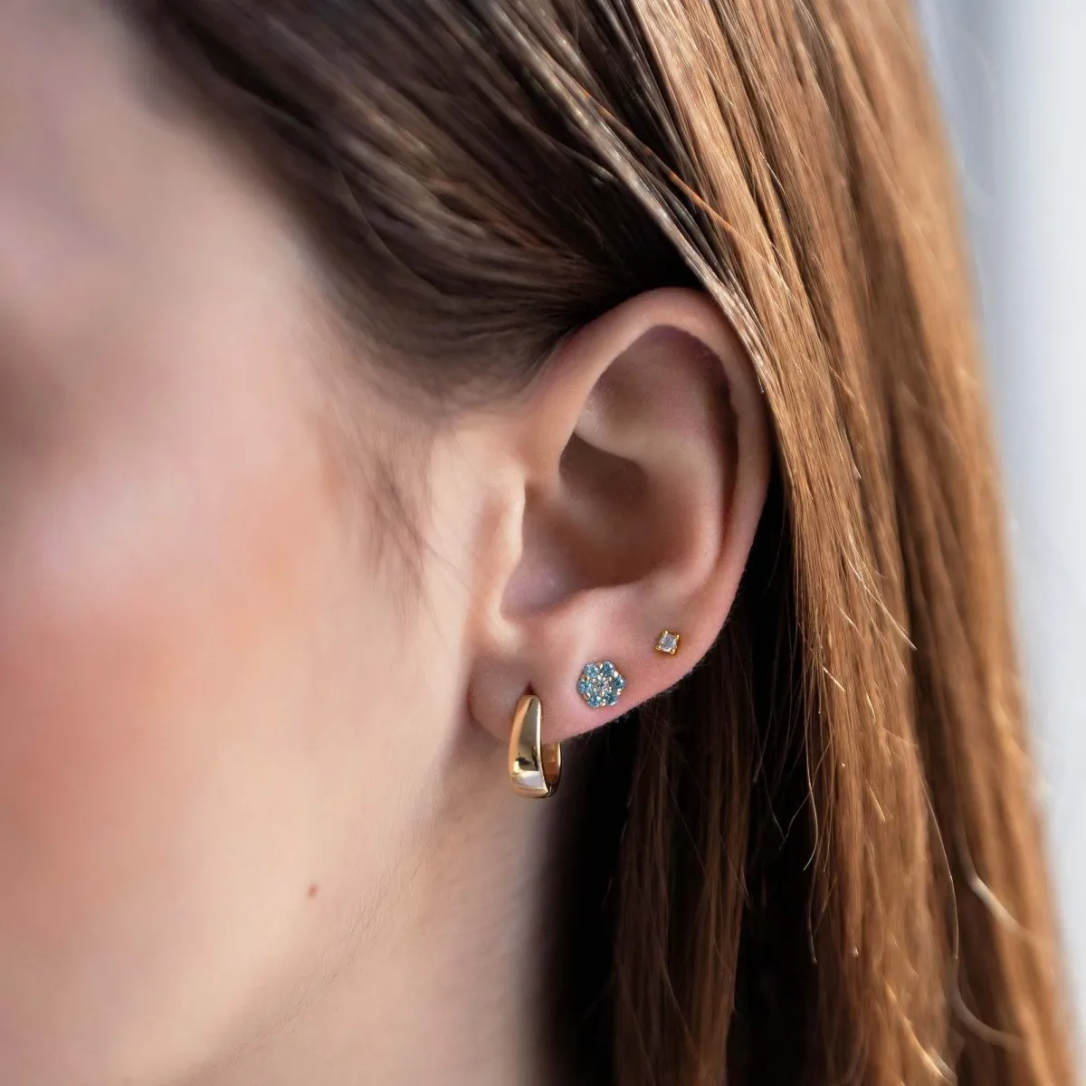 Gemstone Cluster Studs Blue Zircon