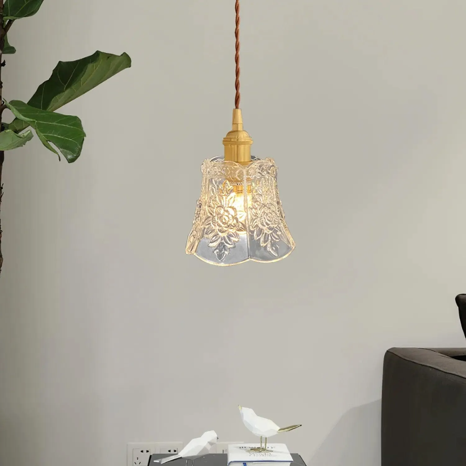 Hexagonal Glass Hanging Lamp