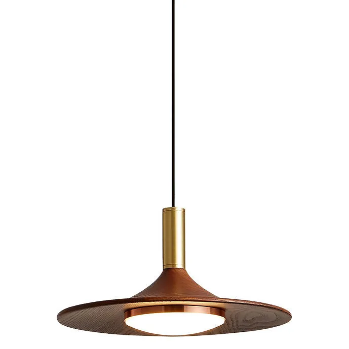 LED Japanese Style Wooden Disc Pendant Light