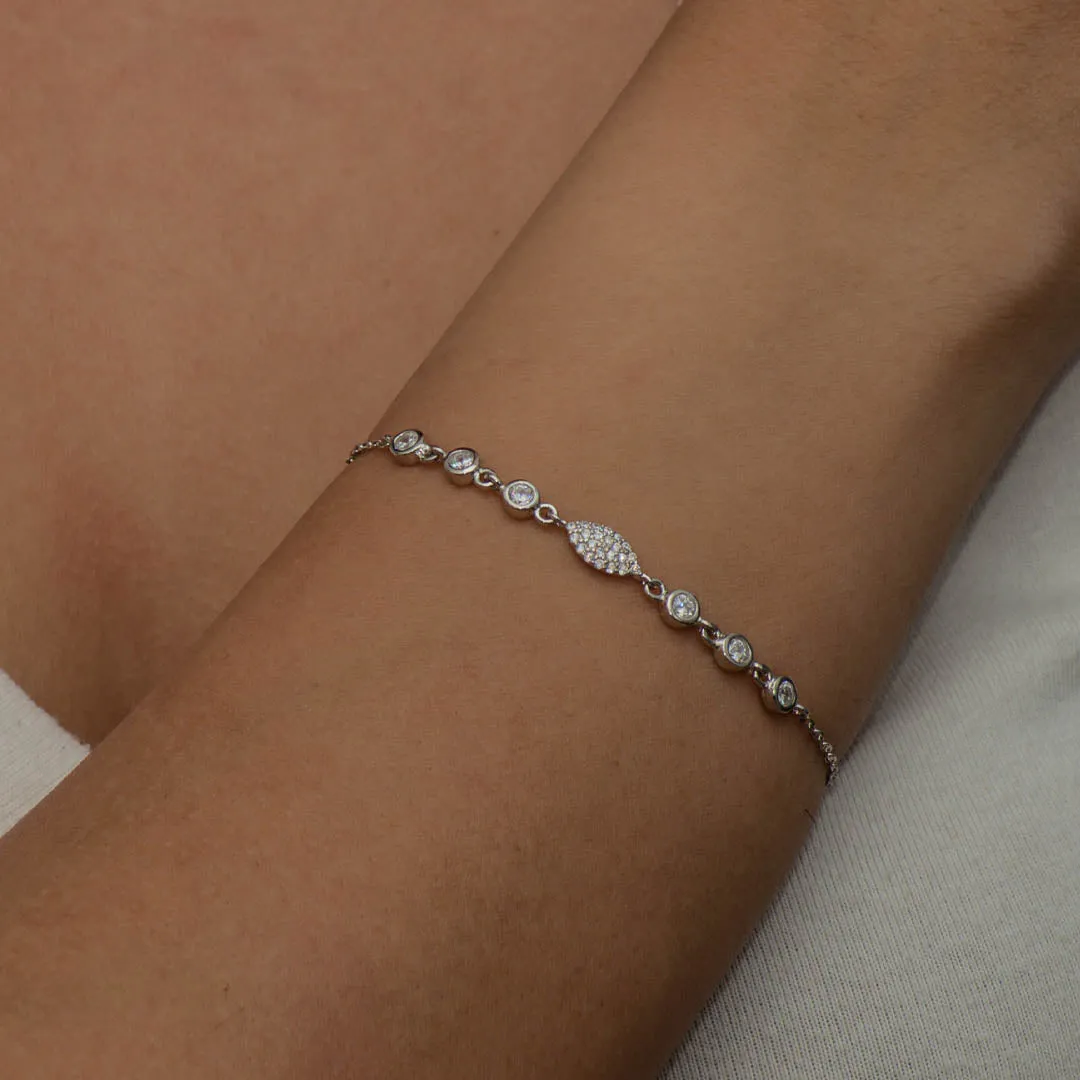 MARQUISE STONED SILVER BRACELET