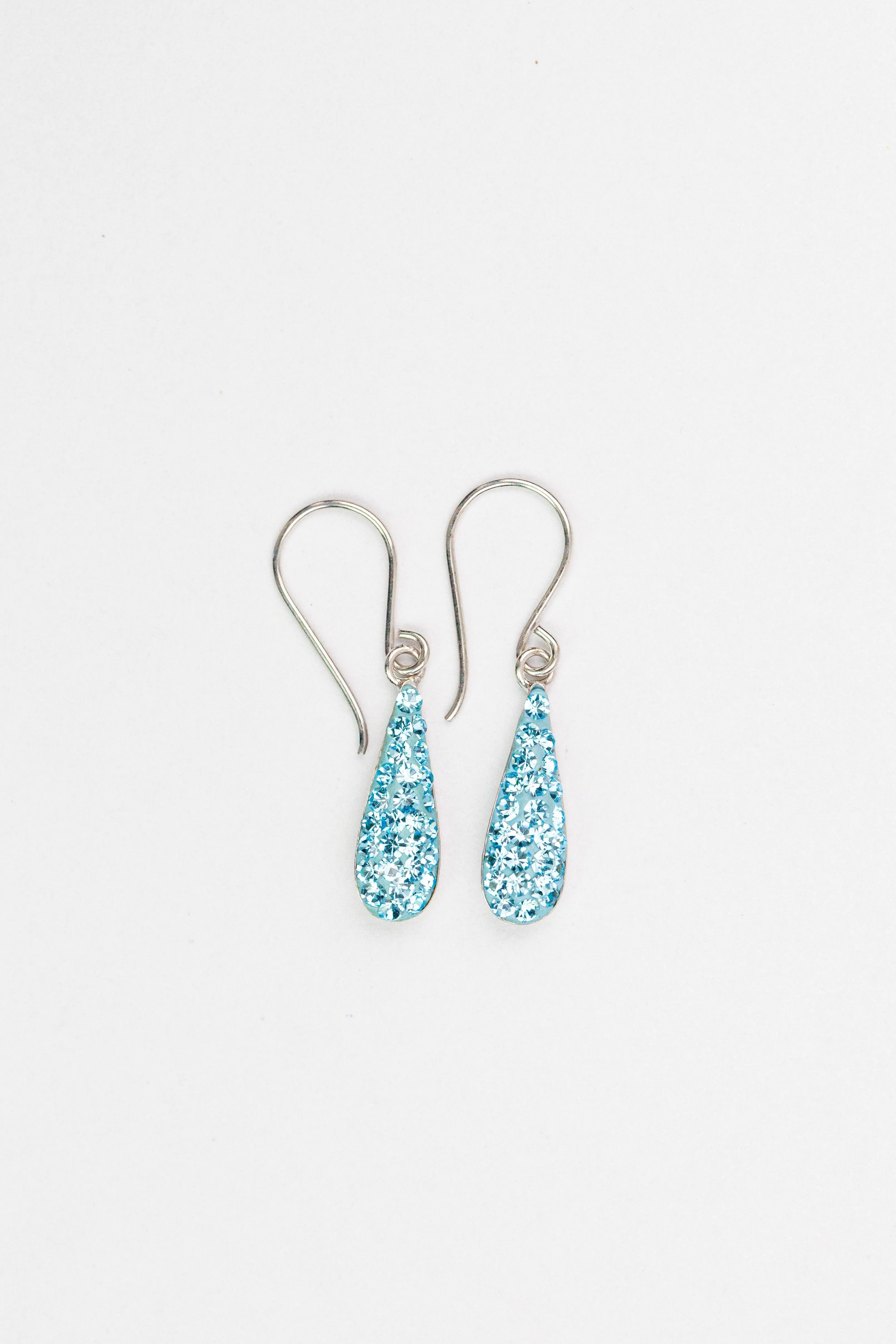 Mini Teardrop Crystal Silver Earrings