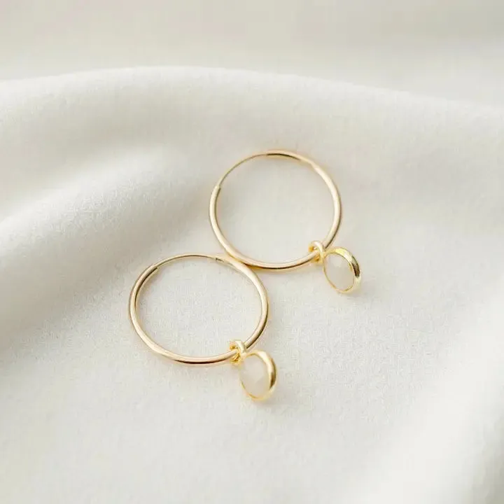 Moonstone Gold Hoop Earrings