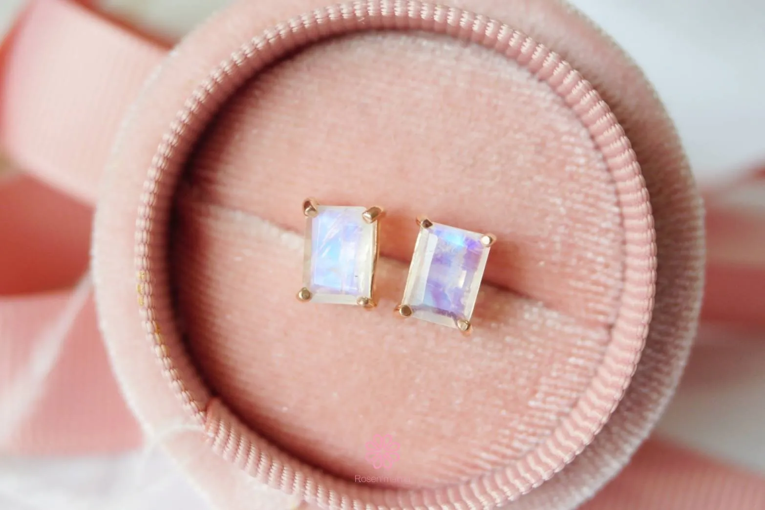 Natural Rainbow Moonstone Earrings Sterling Silver925.