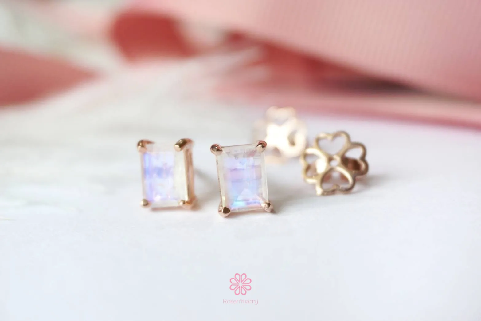 Natural Rainbow Moonstone Earrings Sterling Silver925.