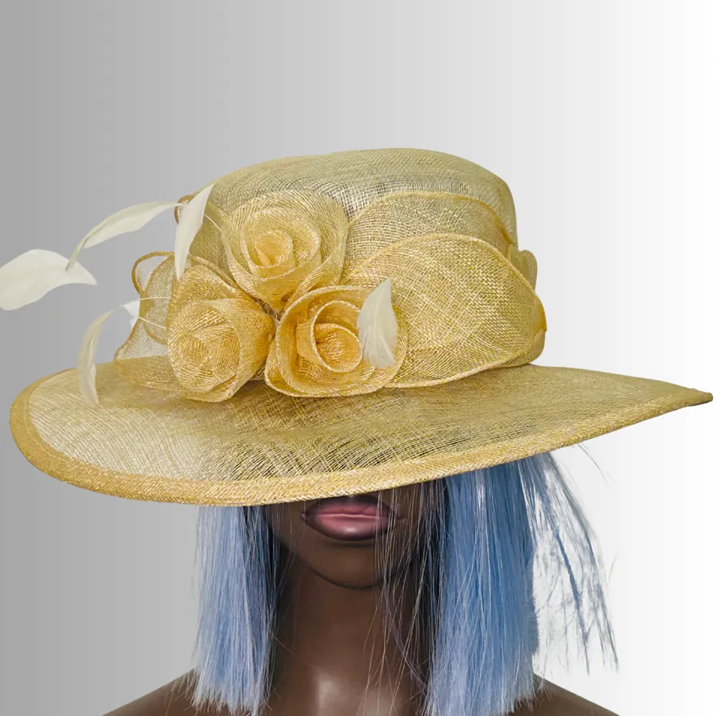 Natural Straw Hat with Flower Accent