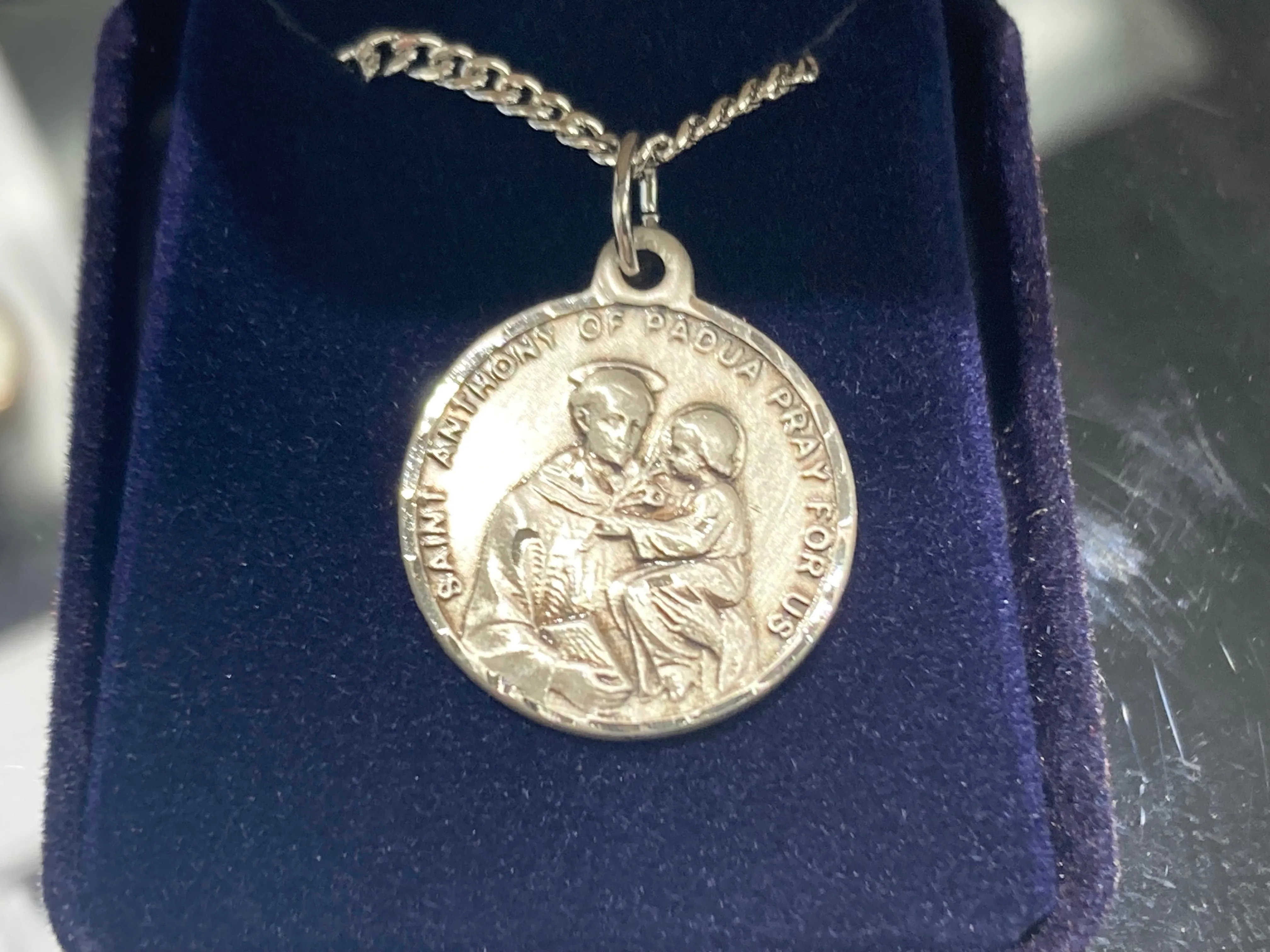 Saint Anthony And Saint Francis Silver Pendant And Chain