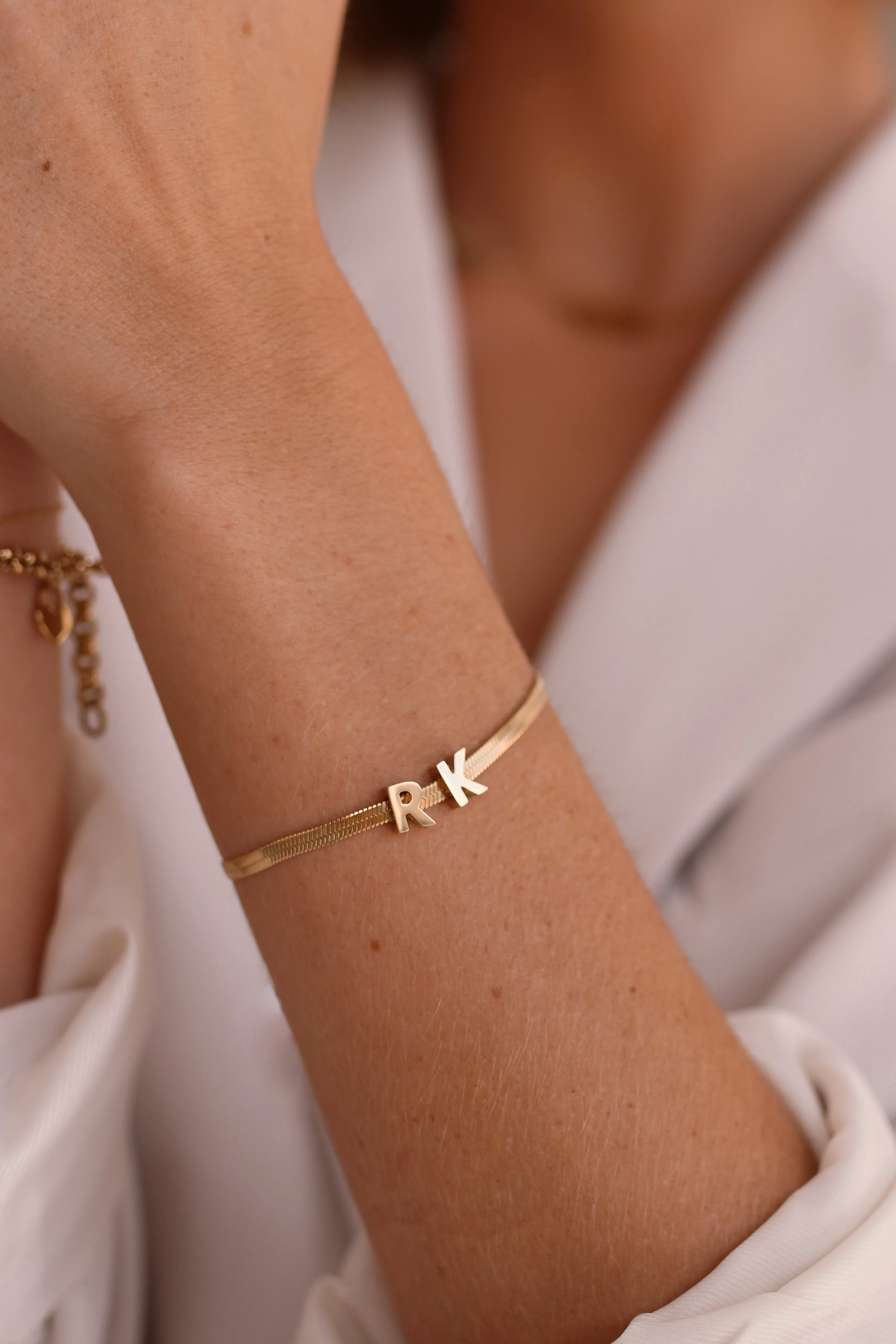 Solene - Stainless Steel Gold or Silver Initial Bracelet