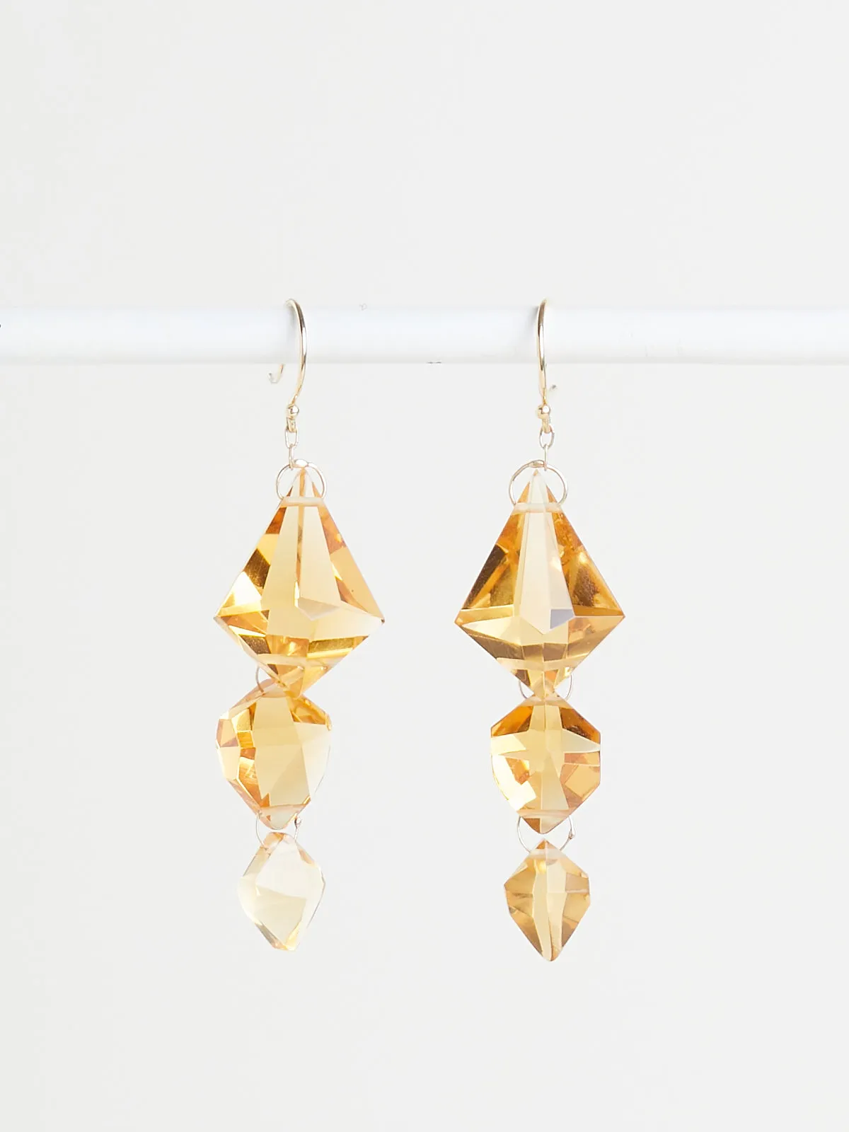 Triple Drop Faceted Cut Citrine Earrings on 18k Yellow Gold